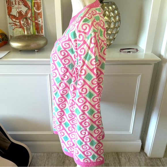 Tracey Negoshian Long Sleeve V Neck Blouse in Pink Size Large - Picture 11 of 12